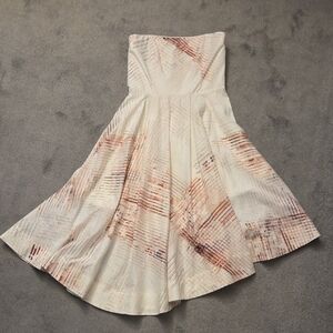 WHBM Cream Asymmetrical Strapless Bustier Dress